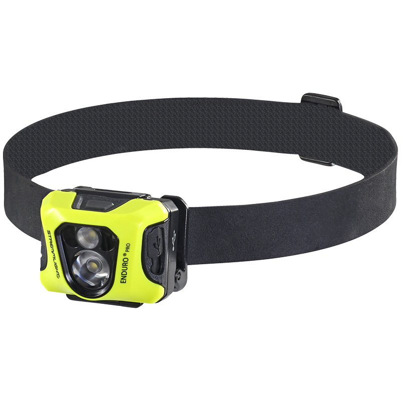 Streamlight Enduro Pro USB - Includes USB cord, elastic head strap, rubber hard hat strap, 3M® Dual Lock® - Box - Yellow - 3
