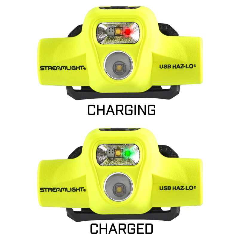 Streamlight USB HAZ-LO Headlamp - 230V AC Cord - Includes rubber hard hat strap, elastic head strap, 3M® Dual Lock® - Box - Yellow - 2