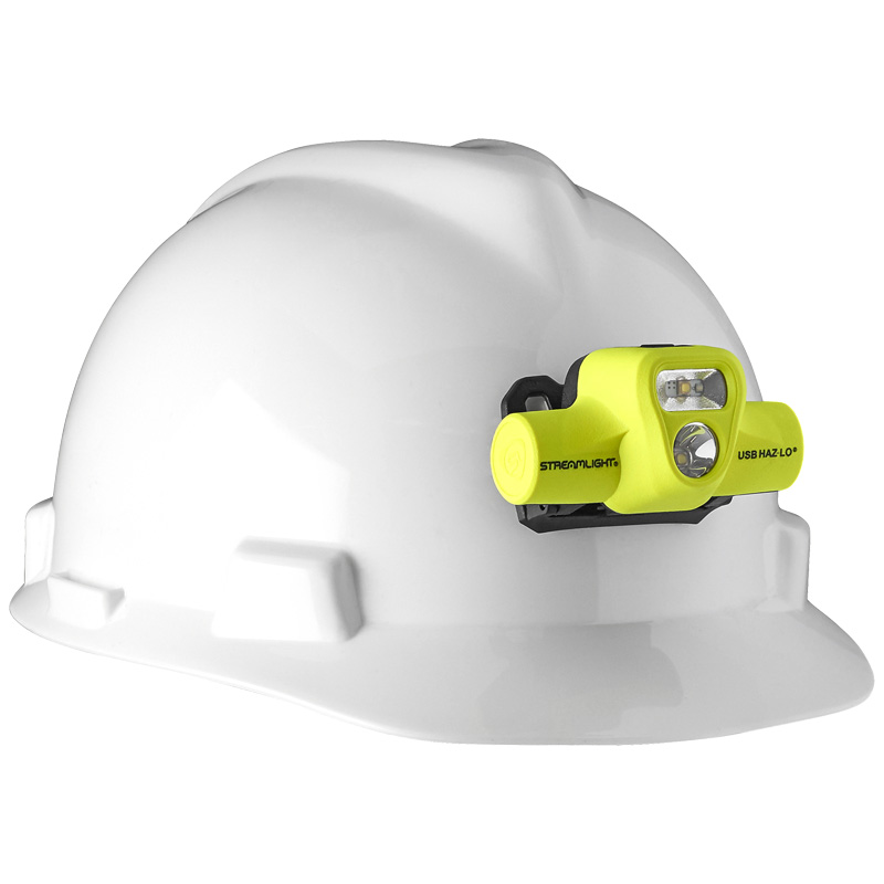 Streamlight USB HAZ-LO Headlamp - 230V AC Cord - Includes rubber hard hat strap, elastic head strap, 3M® Dual Lock® - Box - Yellow - 5
