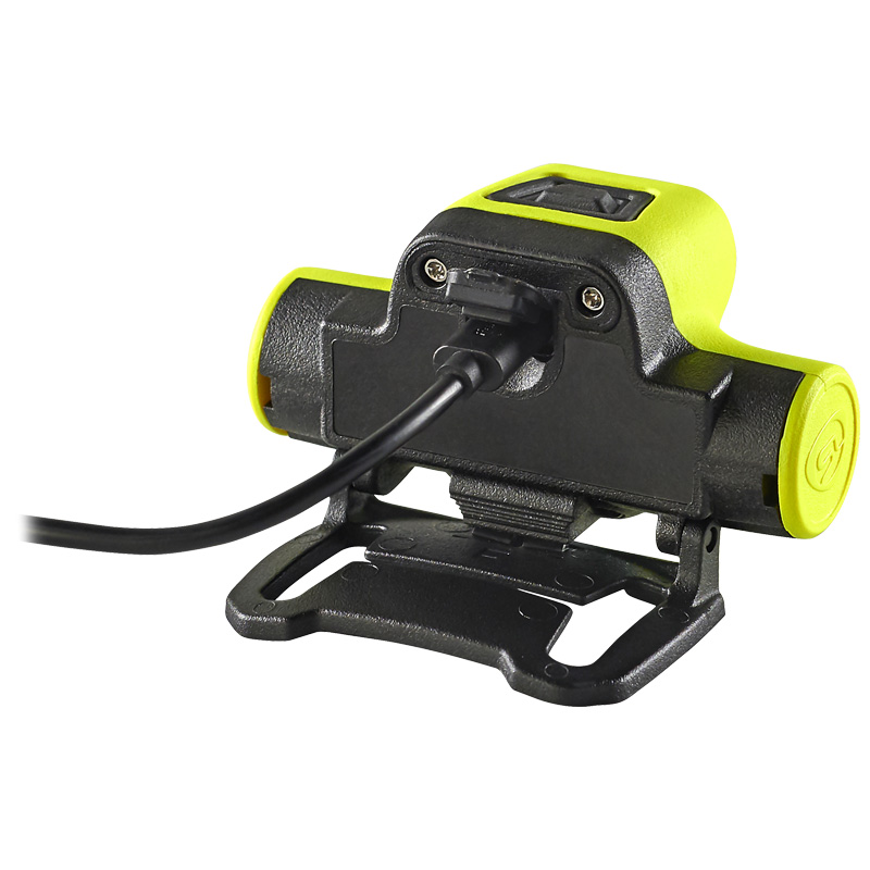Streamlight USB HAZ-LO Headlamp - 230V AC - Includes charge cradle, rubber hard hat strap, elastic head strap, 3M® Dual Lock® - Box - Yellow - 6