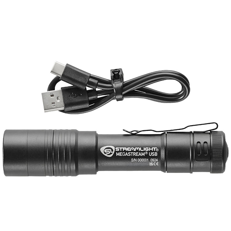 Streamlight MegaStream USB - Includes (1) SL-B34 rechargeable battery pack, USB-C cord and holster - Box - Black - 2