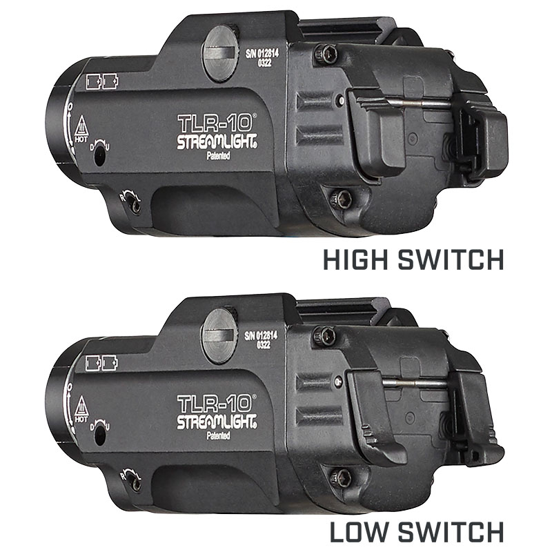 Streamlight TLR-10 - Includes high switch (mounted), low switch, (2) CR123A lithium batteries and key kit - Black - 3