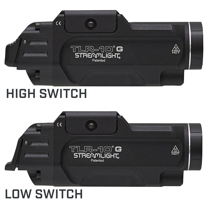 Streamlight TLR-10 G - Includes high switch (mounted), low switch, (2) CR123A lithium batteries and key kit - Black - 4