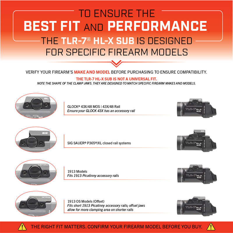 Streamlight TLR-7 HL-X sub USB (GLOCK® 43X/48 MOS | 43X/48 Rail) - Includes mounting kit with key, multi-tool and (1) SL-B9 Li-ion rechargeable battery pack and USB-C cord - Black - 3