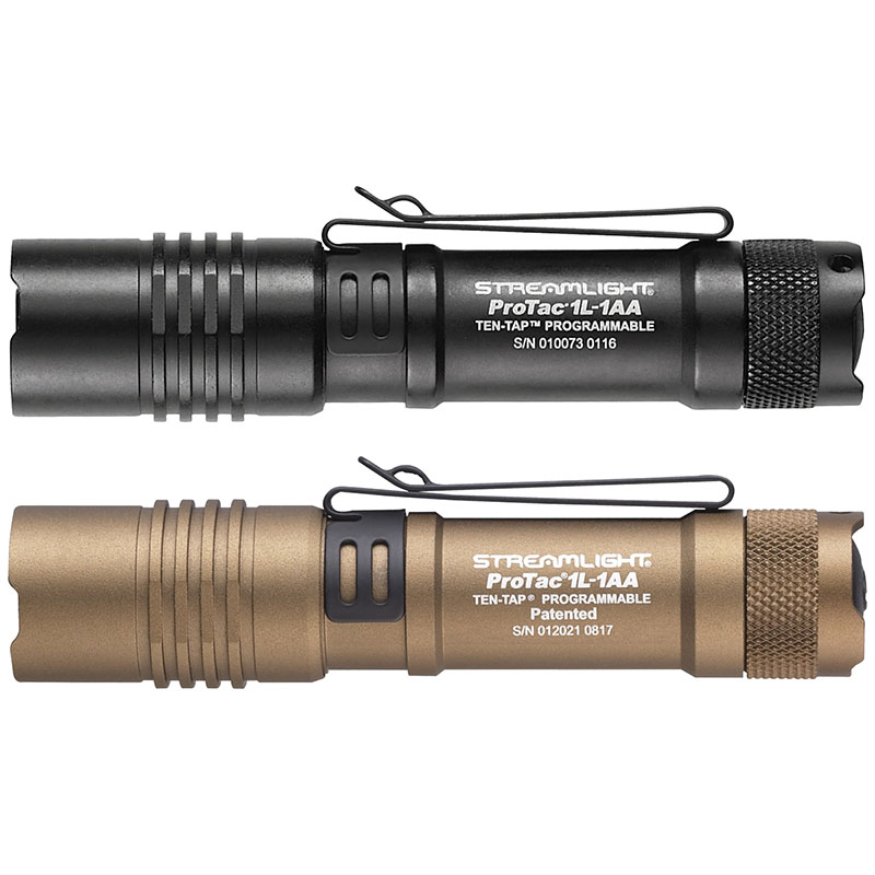 Streamlight ProTac 1L-1AA - Includes (1) CR123A lithium and "AA" Alkaline battery and holster - Clam - Coyote - 3