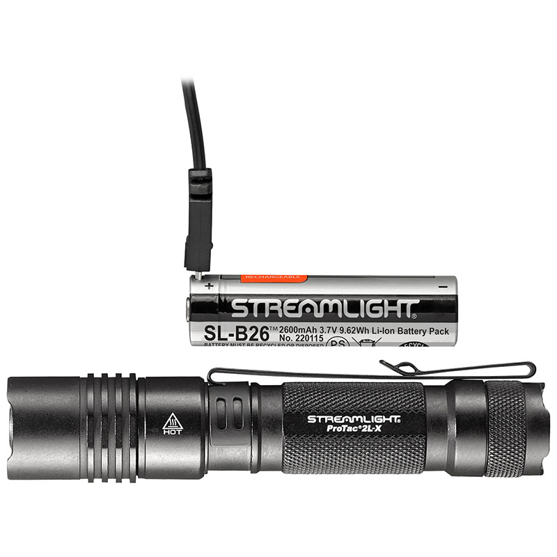 Streamlight ProTac 2L-X USB - Includes (1) SL-B26 battery pack, USB cord and holster - Box - 2