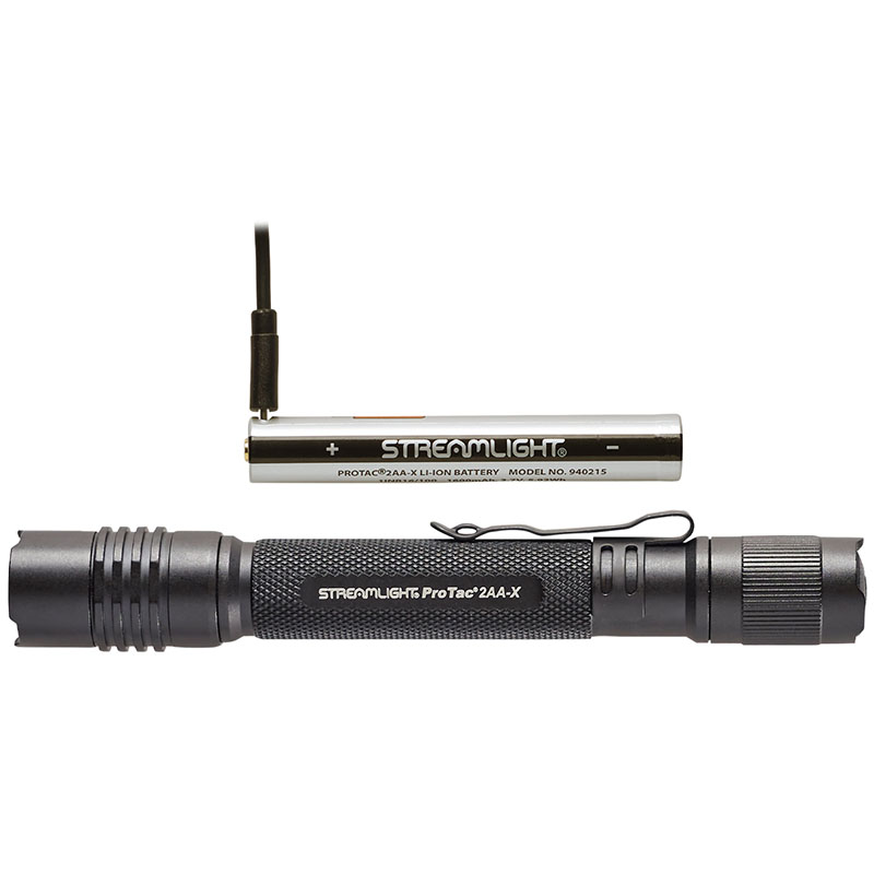 Streamlight ProTac 2AA-X USB – Includes holster, rechargeable lithium polymer battery pack, and USB-C cord - Black - 2