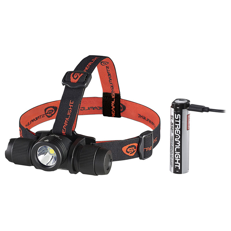 Streamlight ProTac 2.0 Headlamp - Includes (1) SL-B50 battery pack, USB-C cord, elastic head strap, and rubber hard hat strap - Black - 4
