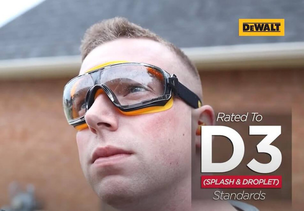DeWalt DPG84-13D Insulator Goggles - Yellow Frame - Clear Anti-Fog Lens