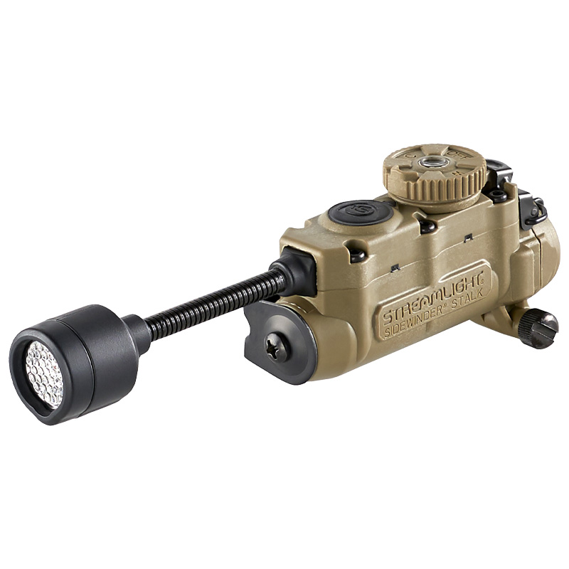 Streamlight Sidewinder Stalk - Includes Helmet Clip (attached to light), ARC Rail Assy, Arc Rail Mount, (1) CR123A & "AA" Alkaline battery - Box - Coyote - 5