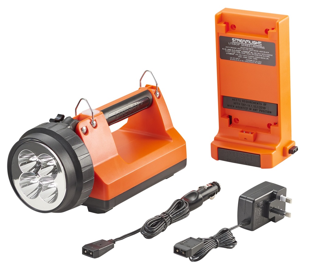 Streamlight E-Spot FireBox Standard System - 240V AC/12V DC - Includes shoulder strap & mounting rack - Orange