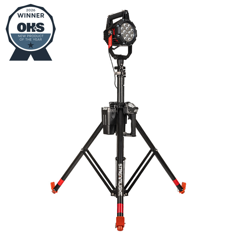 Streamlight Portable Scene Light III - Light Head Only - 120V AC/12V DC - Includes (1) SL-P6™ battery, (1) SL-P6 battery charger, (1) 120V AC cord/power supply and (1) 12V DC cord - Black