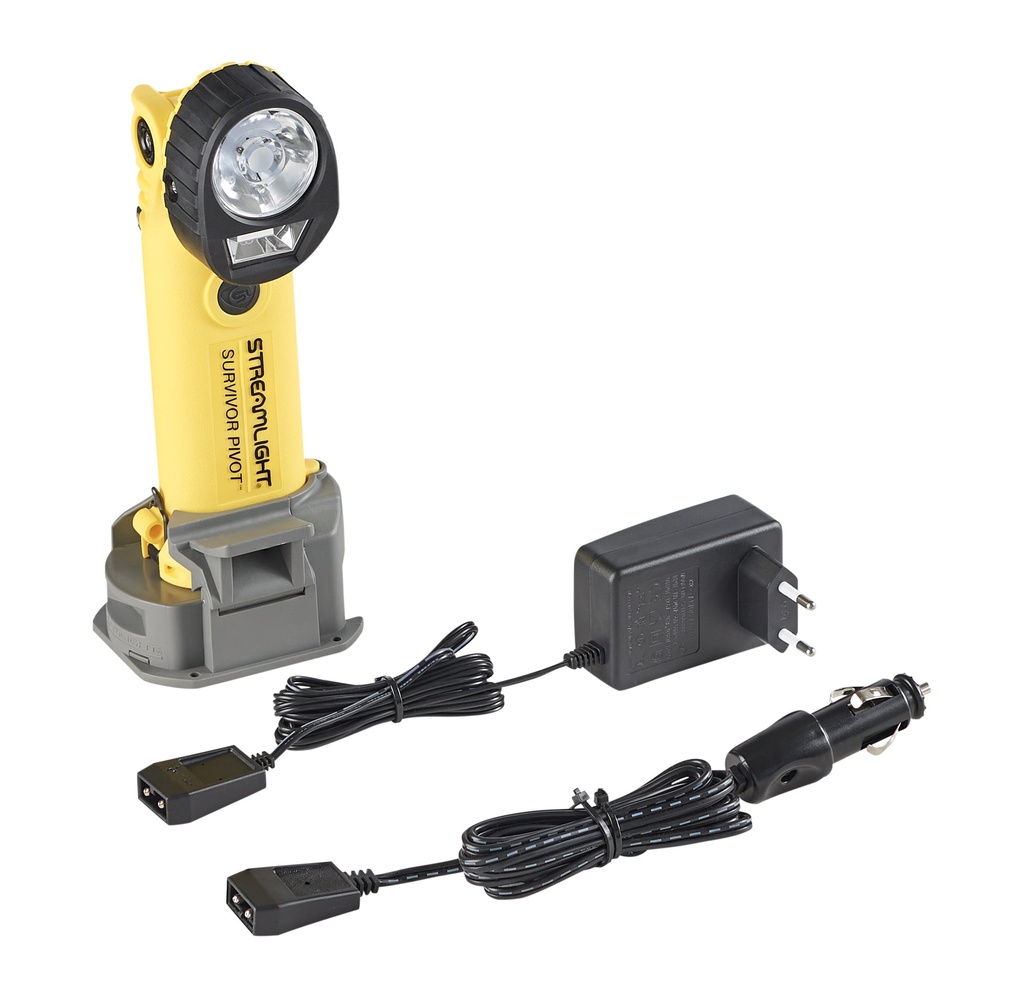 Streamlight Survivor Pivot - 230V AC/12V DC (Alkaline battery carrier not included) - Yellow