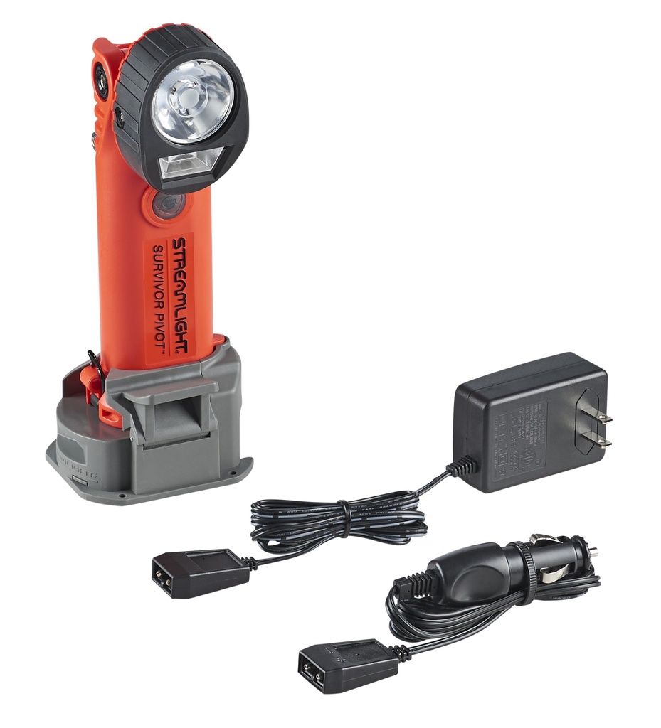 Streamlight Survivor Pivot - 120V/100V AC/12V DC (Alkaline battery carrier not included) - Orange