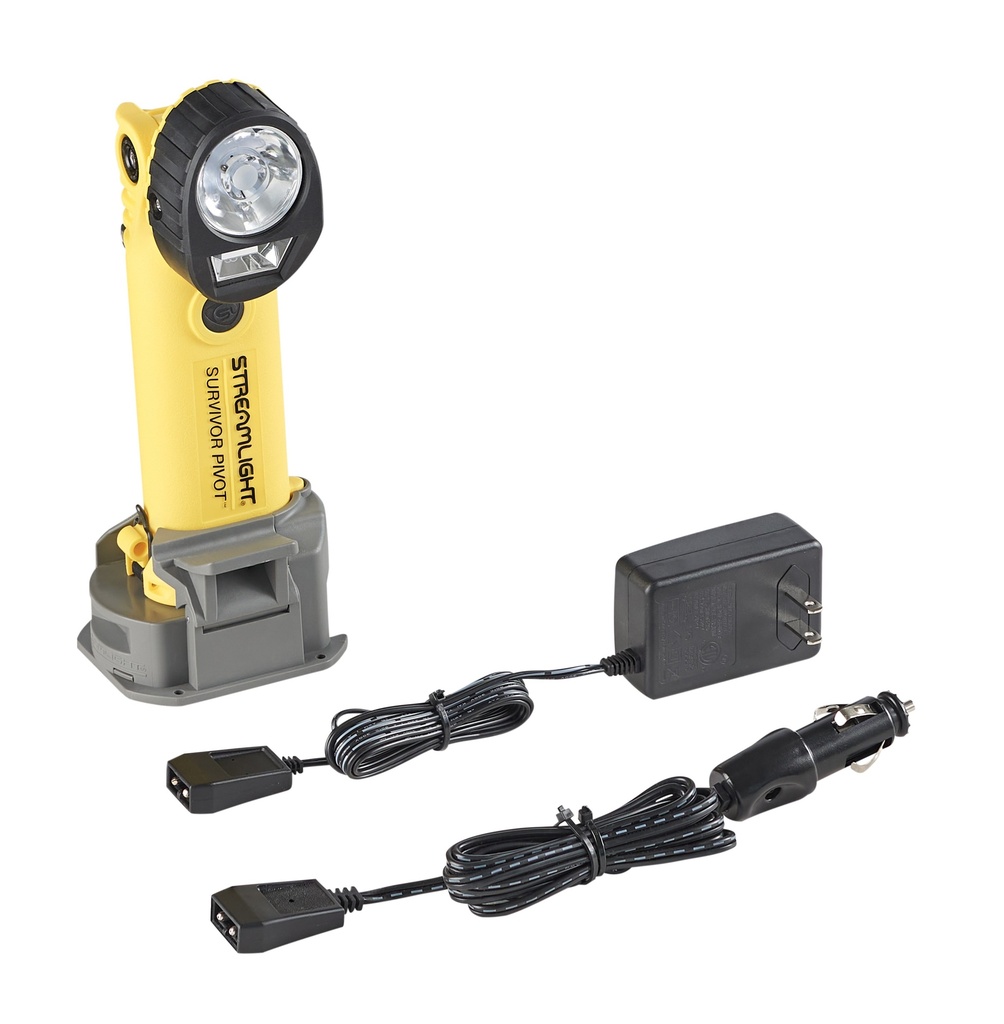 Streamlight Survivor Pivot - 120V/100V AC/12V DC (Alkaline battery carrier not included) - Yellow