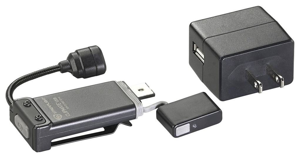 Streamlight ClipMate USB - 120V AC - Black with White and Red LEDs