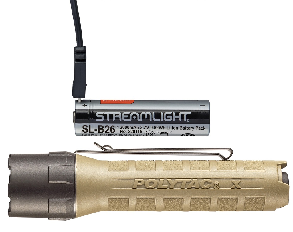 Streamlight PolyTac X USB - Includes (1) SL-B26 battery pack - Clam - Coyote