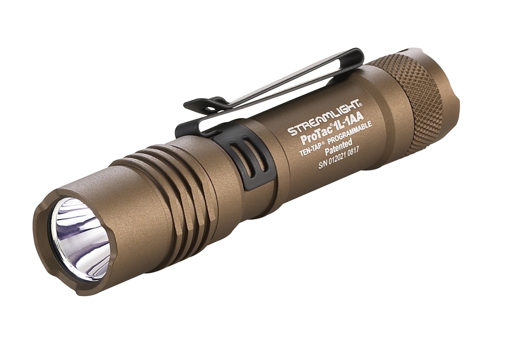 Streamlight ProTac 1L-1AA - Includes (1) CR123A lithium and "AA" Alkaline battery and holster - Clam - Coyote