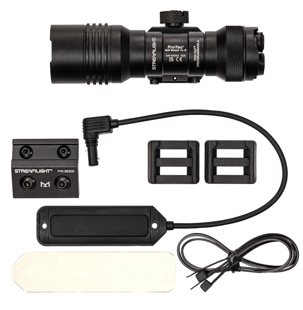 Streamlight ProTac Rail Mount 1L-X Pro - Includes Jack Cap®, M-LOK® Kit, momentary switch, hardware kit, 2.5 mm Allen Wrench and (1) CR123A lithium battery - Black