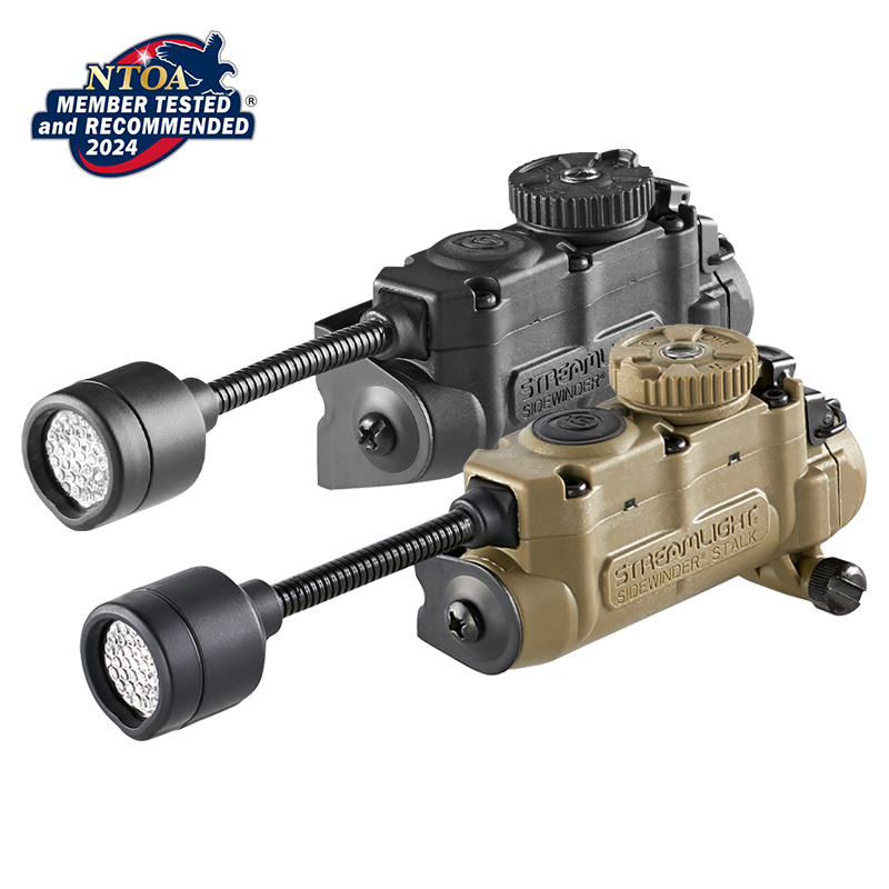Streamlight Sidewinder Stalk - Includes Helmet Clip (attached to light), E-Mount, (1) CR123A & "AA" Alkaline battery - Box - Coyote