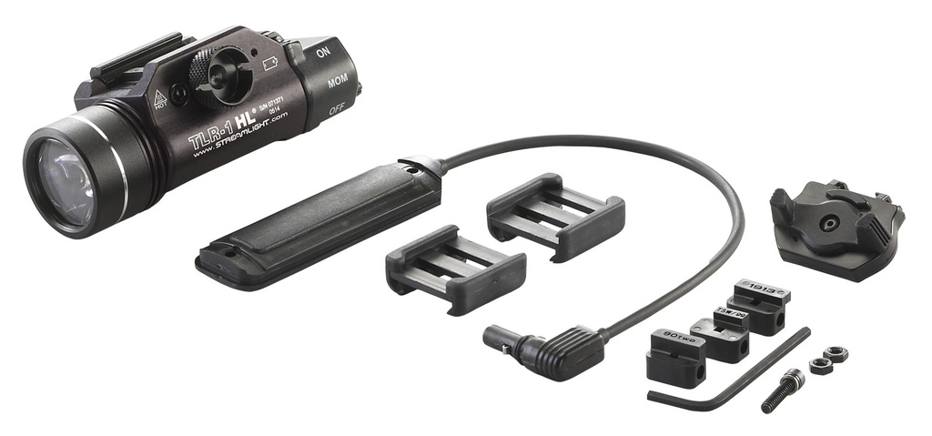 Streamlight TLR-1 HL Long Gun Kit - Includes Safe off remote door switch, remote pressure switch, mounting clips, standard door switch, lithium batteries - Box - Black