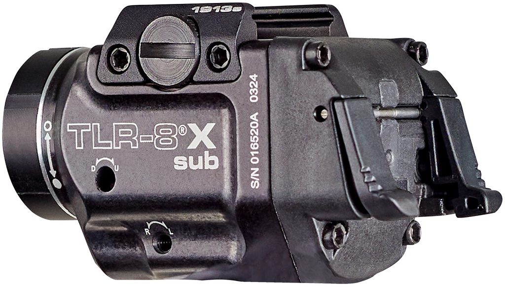 Streamlight TLR-8 X sub (1913) - Includes mounting kit with keys, high/low paddle switches and CR123A lithium battery - Box