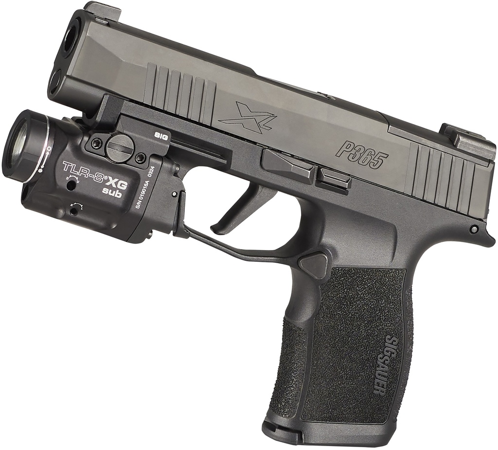 Streamlight TLR-8 X G sub (SIG SAUER® P365/XL) - Includes mounting kit with key, high/low paddle switches and CR123A lithium battery - Box