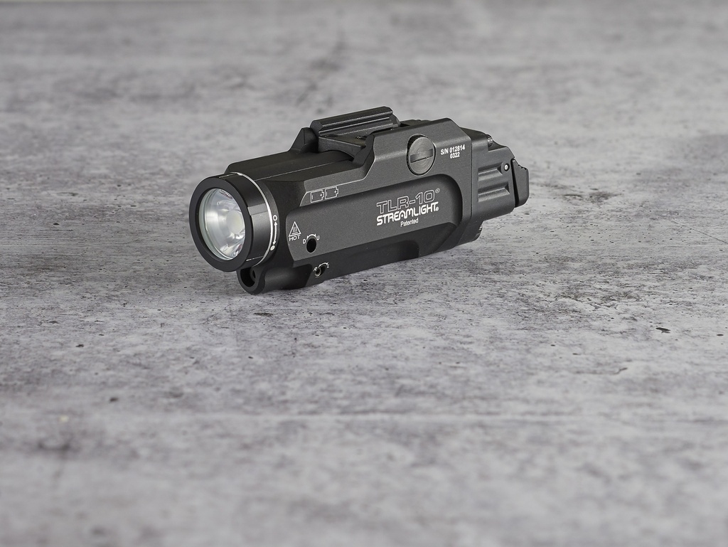 Streamlight TLR-10 - Includes high switch (mounted), low switch, (2) CR123A lithium batteries and key kit - Black