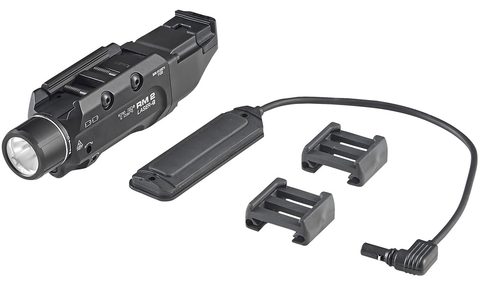 Streamlight TLR RM 2 Laser G - System- Includes M-LOK Mount, remote door switch, remote pressure switch, mounting clips and (2) CR123A lithium batteries - Box - Black