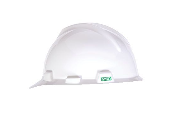 MSA V-Gard Slotted Cap, White, W/Fas-Trac III Suspension