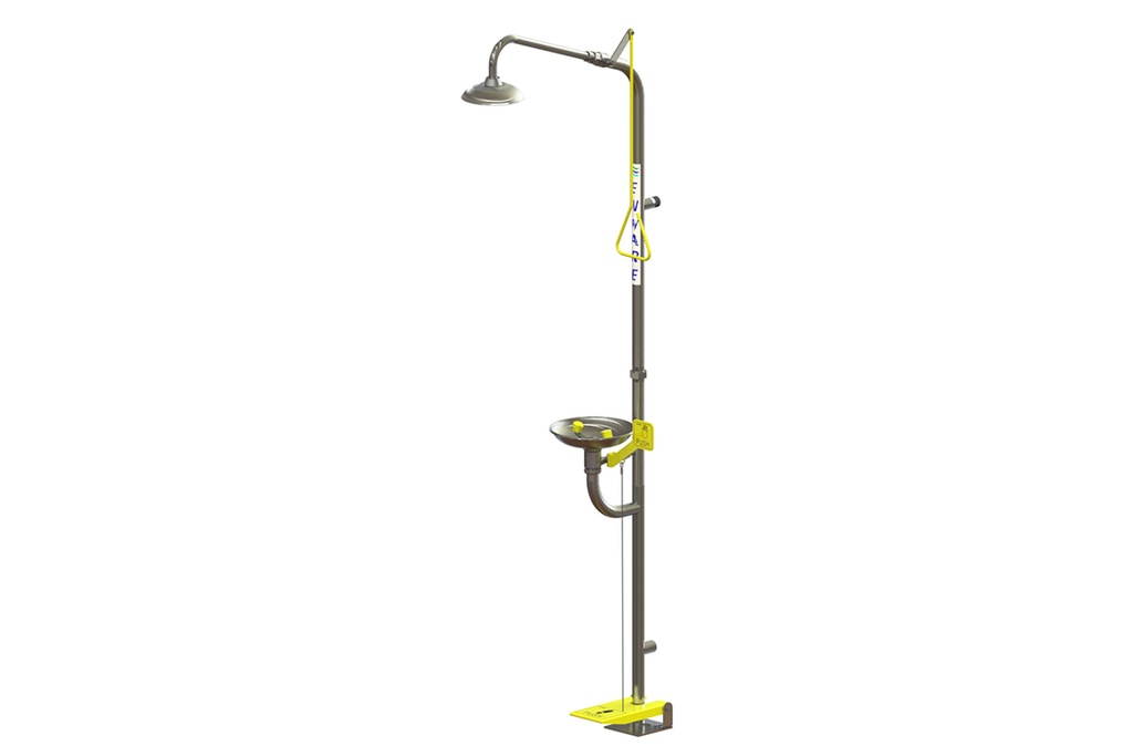 Enware Emergency Stainless Steel Combination Shower Hand/Foot Operated Eye Wash